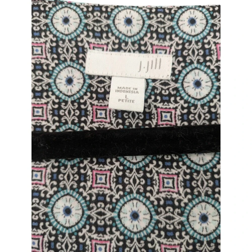 J Jill Sleeveless Layered Top Womens Size PL Blouse Blue Pink Mosaic Tile - Picture 3 of 3